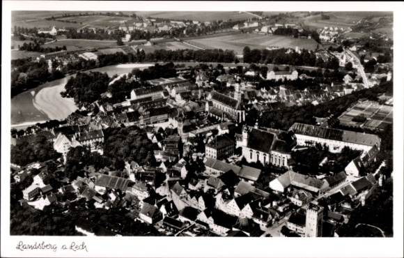 Postcard Landsberg am Lech Upper Bavaria, aerial photograph