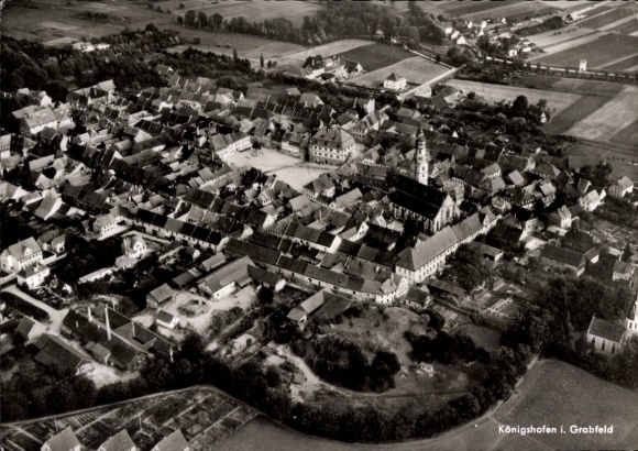 Postcard Bad Königshofen in Grabfeld Lower Franconia, aerial photograph