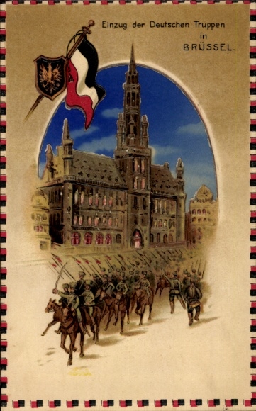 Stop against the light Postcard Brussels, Entry of the German troops, I WK