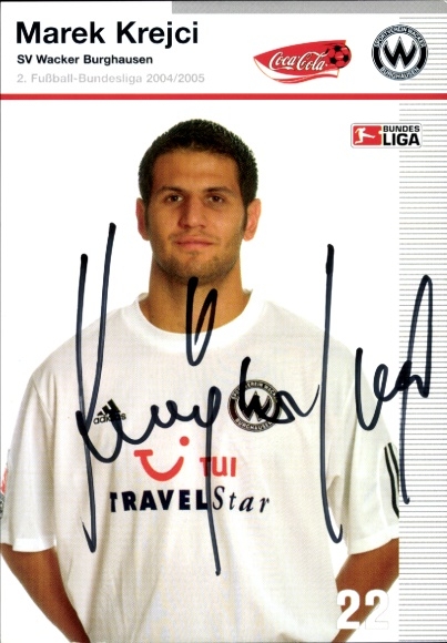 Autogrammkarte Fußballer Marek Krejci, SV Wacker Burghausen, Autogramm