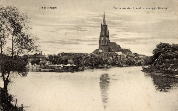 Ak Rathenow in Havelland, onderdeel van de Havel, protestantse kerk