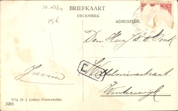 Postcard Finsterwolde Groningen, military police barracks