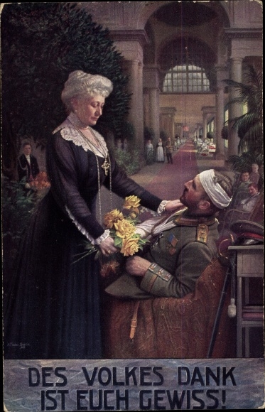 Artist PC Fischer, The people&#39;s thanks are certain, Empress Auguste Viktoria visits a war veteran