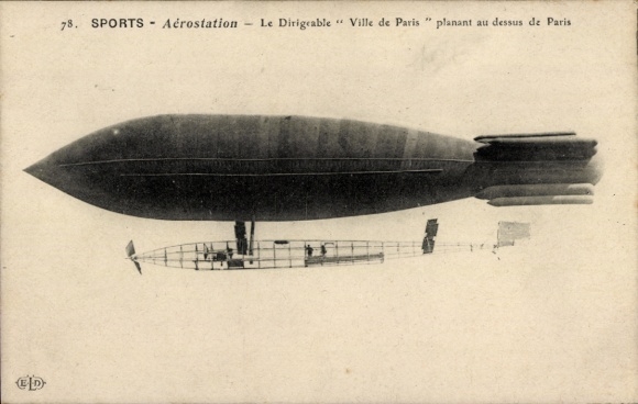 An airship of the city of Paris floating over Paris