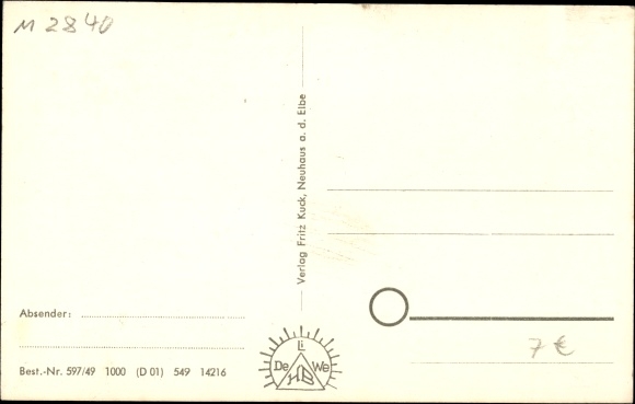 Postcard Neuhaus an der Elbe, Dr. Carl Peters Strasse, memorial stone