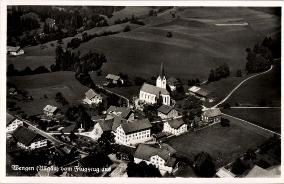 Postcard Wengen Weitnau in Allgäu Swabia, aerial photograph