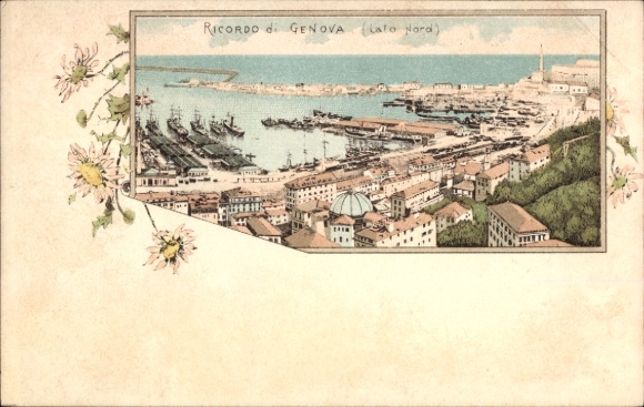 Passepartout Ak Genova Genua Liguria, Panorama, Hafenpartie