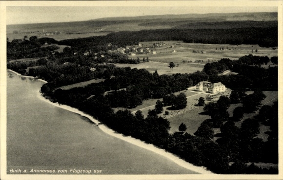 Postcard Buch Inning am Ammersee, aerial photograph