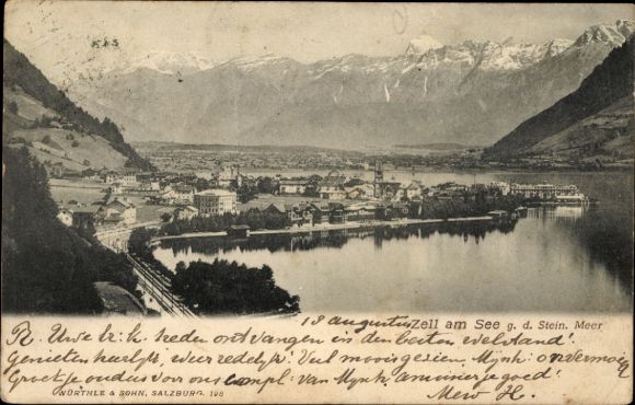 Ak Zell am See in Salzburg, Panorama, Steinernes Meer