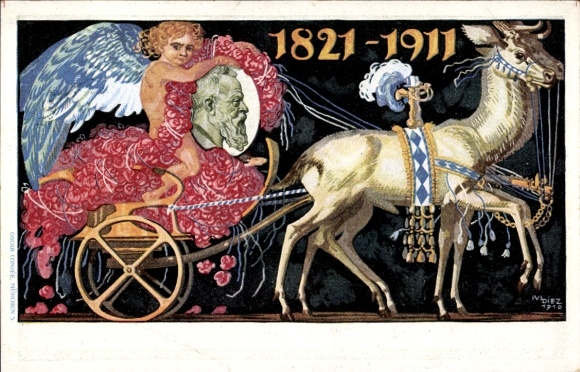 Postal stationery artist Postcard Diez, M., Prince Regent Luitpold of Bavaria, 1821 to 1911, carriage