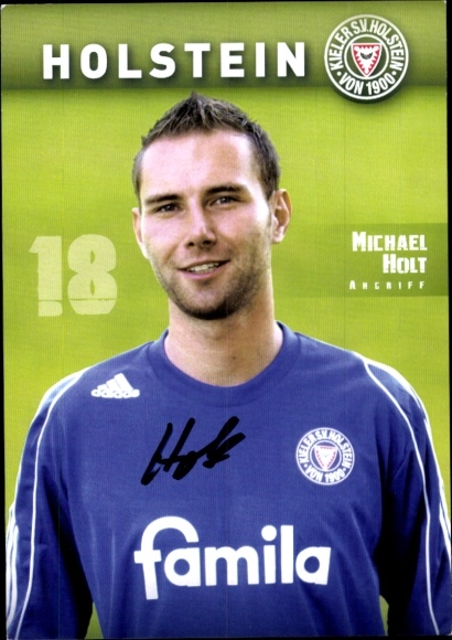 Autograph card footballer Michael Holt, Holstein Kiel, autograph