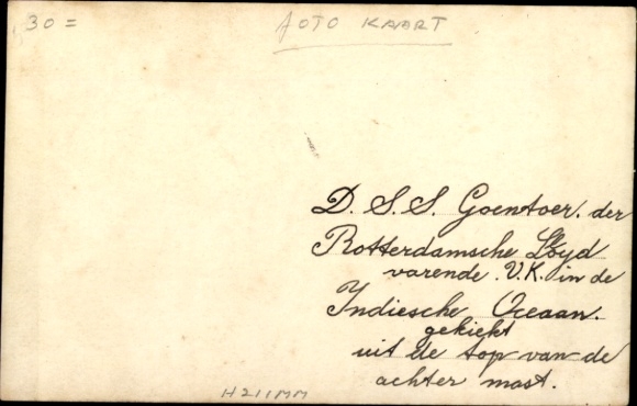 Photo Postcard DSS Goentoer, Rotterdamsche Lloyd, on the Indian Ocean