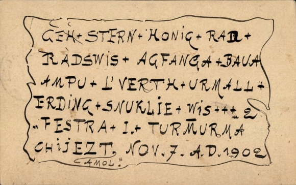 Hand-painted postal stationery PC Bludenz Vorarlberg, syllable puzzle