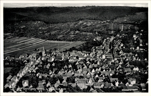 Postcard Gerlingen in Württemberg, aerial photograph