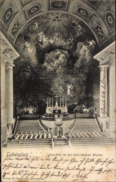 Postcard Ludwigslust in Mecklenburg, Altar, Lutheran Church