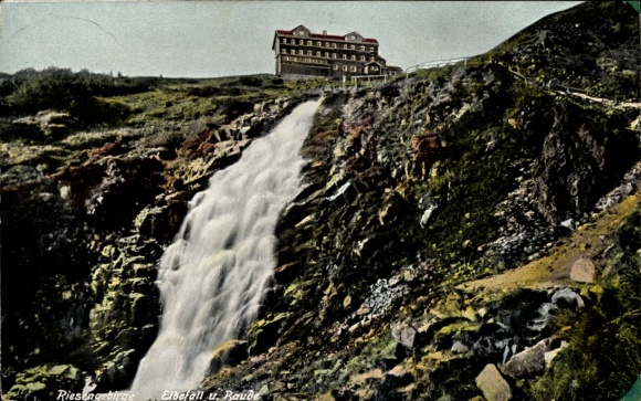 Postcard Giant Mountains, Elbfallbaude, Labská bouda, Elbfall