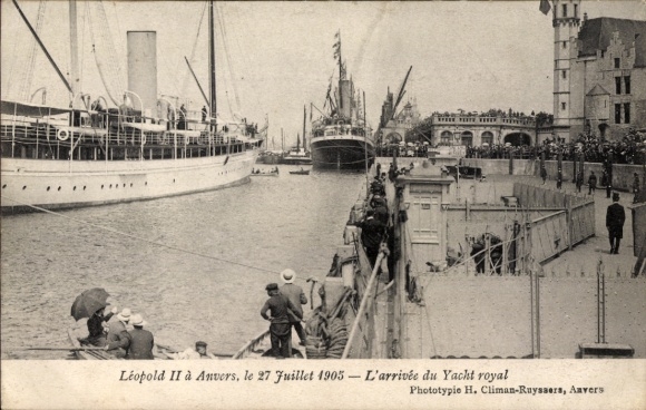 PC Anvers Antwerp Flanders, Leopold II a Anvers, July 27, 1905, Royal yacht in the harbor