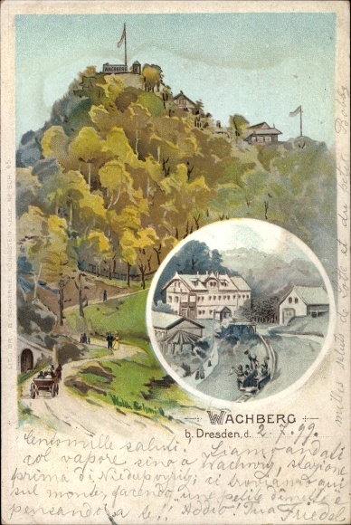 Litho Wachberg Saupsdorf Sebnitz Saksen, berg, straatgedeelte