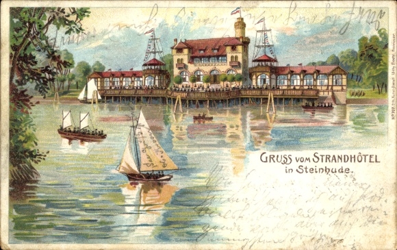 Chromo-Litho Steinhude Wunstorf in Lower Saxony, beach hotel
