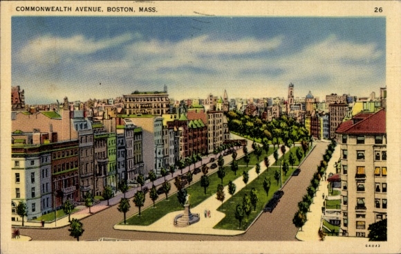 Ak Boston Massachusetts USA, algemeen uitzicht op de Commonwealth Avenue