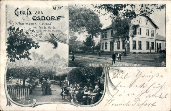 Ak Osdorf in Holstein, Gasthof P. Wortmann, OSDORF, Garten, 15 Minuten vom Bahnhof Hochkamp