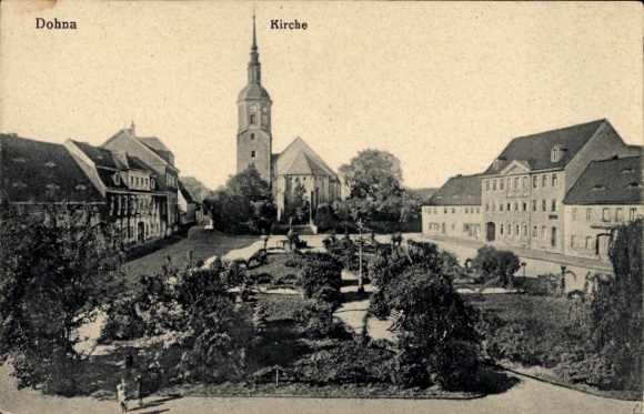 Ak Dohna in Saksen, kerk, plein