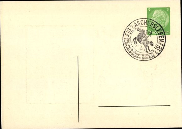 Papeteria pocztowa KP GS DR PP 126 C2, 39. Niemieckie Święto Filatelistów Aschersleben 1933