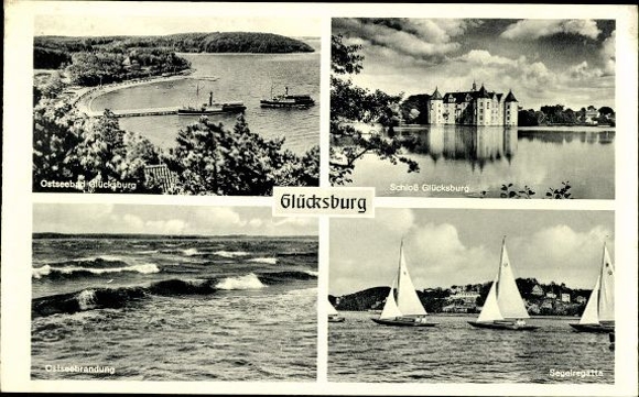 10 alte Ak Glücksburg, diverse Ansichten