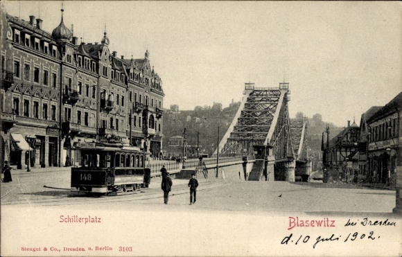 Ak Dresden Blasewitz, Schillerplatz, tram