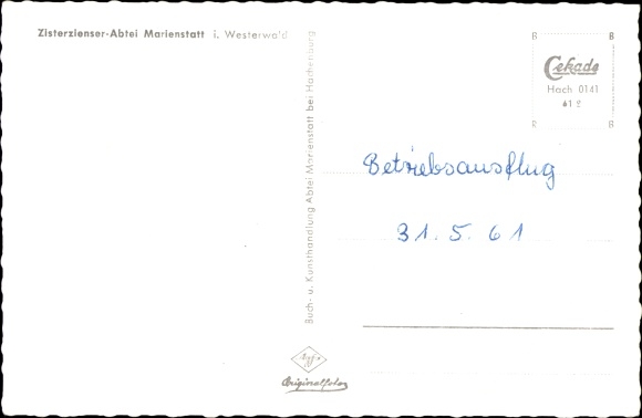 Postcard Streithausen in the Westerwald, Cistercian Marienstatt Abbey, stairs, interior view