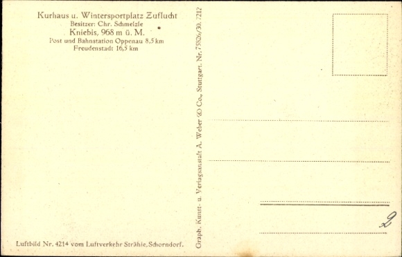 Postcard Zuflucht Bad Peterstal Griesbach in the Black Forest, aerial photograph, spa house