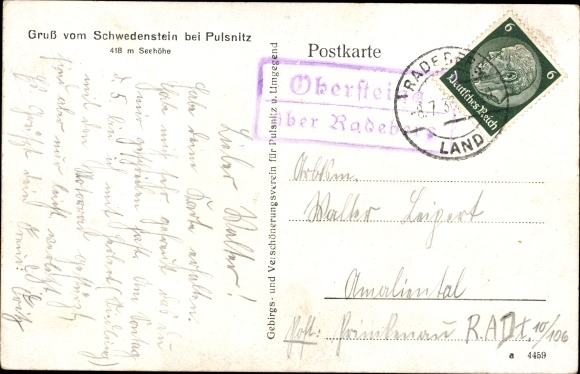 Ak Pulsnitz Sachsen, Partie am Schwedenstein, Aussichtsturm