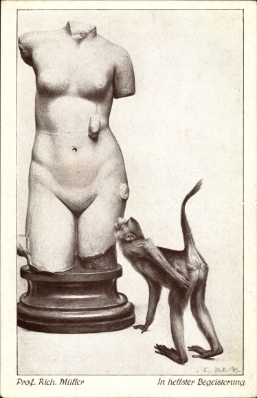 Artist Postcard Müller, R., In the brightest enthusiasm, plastic, female nude