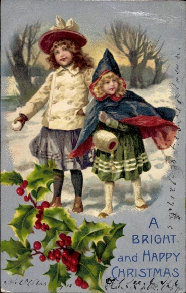 foto Vrolijk Kerstfeest, Kinderen in de sneeuw, Hulst