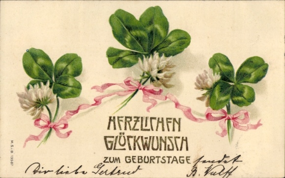 Embossed Postcard Congratulations Birthday, Clover