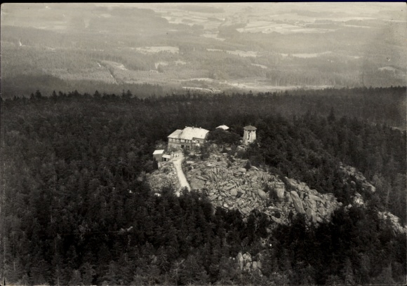 Postcard Wunsiedel in the Fichtelgebirge Upper Franconia, Kösseine, aerial photograph