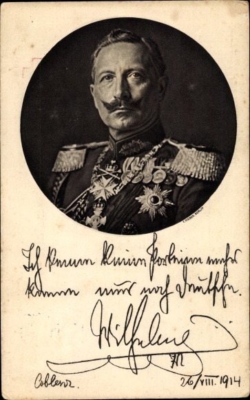 Postcard Kaiser Wilhelm II, I don't know any parties anymore, quote 1914