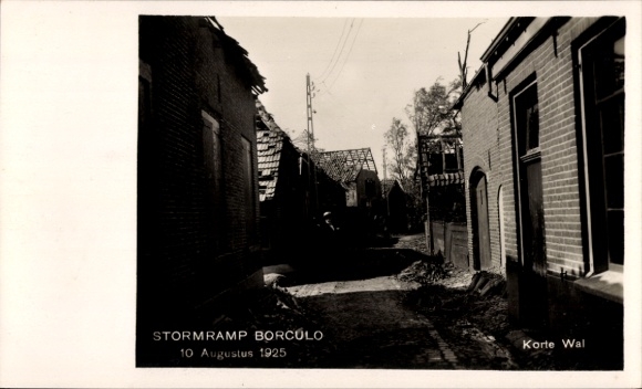 Postcard Borculo Gelderland, storm disaster 10 August 1925, Korte Wal