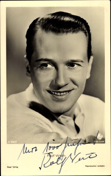 Ak Schauspieler Rolf Weih, Portrait, Ross Verlag Nr. A 2542/1, Autogramm