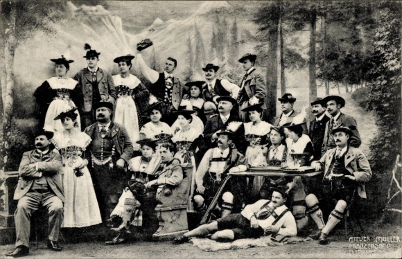 Ak Original Tegernseer Bauerntheater, Bayrische Trachten, Lederhosen, Zither