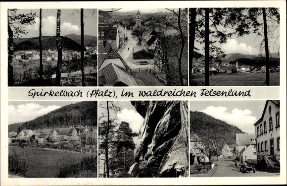 Postcard Spirkelbach in der Pfalz, part of the street, partial view, rocks