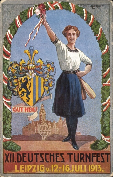 Coat of arms of Leipzig in Saxony, XII German Gymnastics Festival 1913, Gut Heil