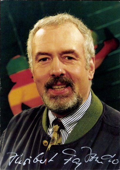 Postcard journalist and presenter Heribert Faßbender, portrait, autograph