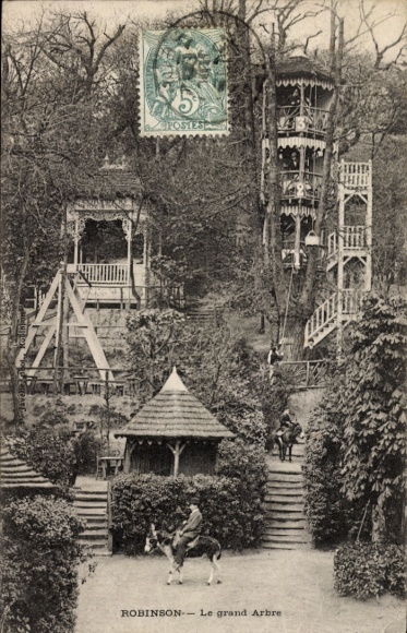 Postcard Le Plessis Robinson Hauts de Seine, the big tree, observation tower