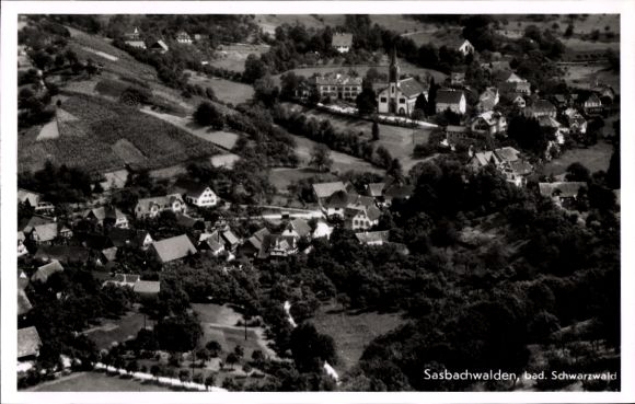 Postcard Sasbachwalden in the Black Forest, aerial photograph
