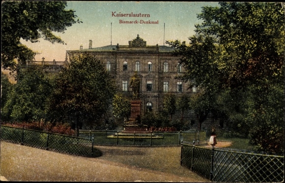 Ak Kaiserslautern in Rheinland Pfalz, Partie am Bismarck Denkmal