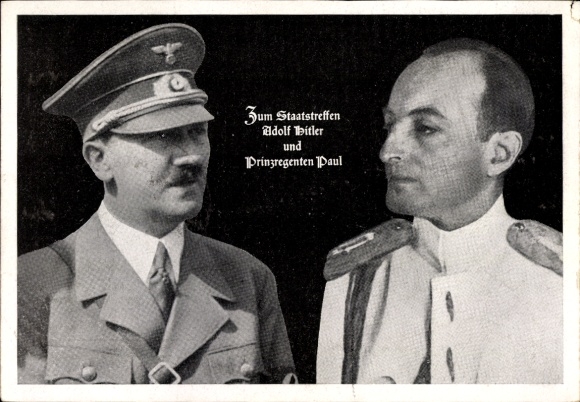 Ak Führer und Reichskanzler Adolf Hitler, Prinzregent Paul von Jugoslawien, Staatsbesuch