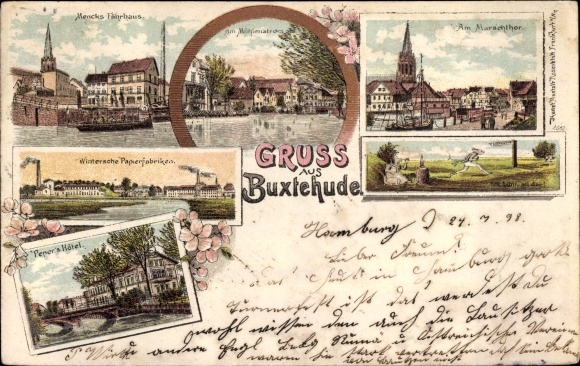 Chromo-Litho Buxtehude in Lower Saxony, paper mills, hotel, ferry house