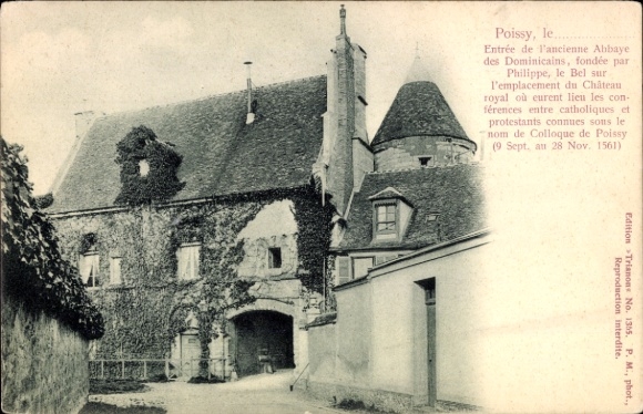 Ak Poissy Yvelines, Eingang zur ehemaligen Abtei,  Informationen,  Frankreich