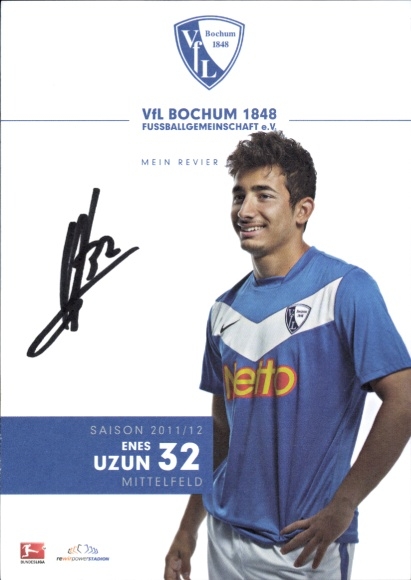 Autogrammkarte Fußballer Enes Uzun, VfL Bochum, Autogramm